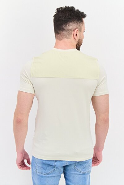 Kenneth Cole Men Crew Neck Short Sleeve Color Block T-Shirt, Beige