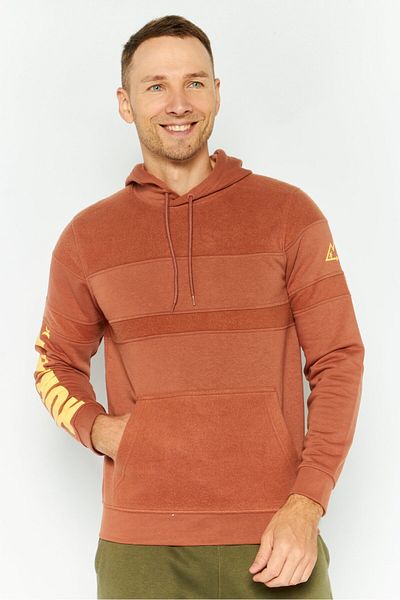 Hurley Men Hooded Brand Logo Long Sleeves Sweatshirt, Brown