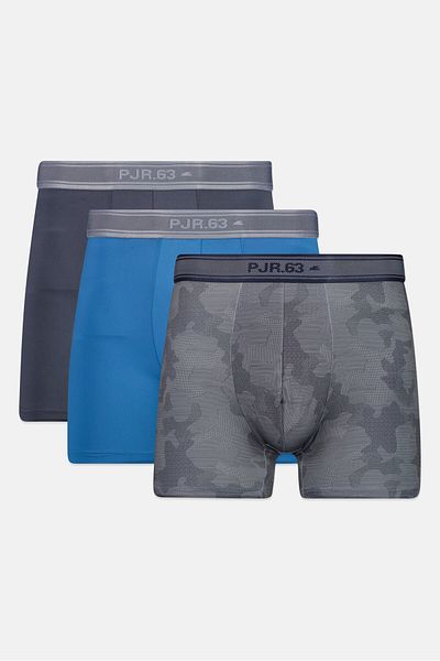 Pajar Men 3 Pieces Brand Logo Boxer Brief, Blue