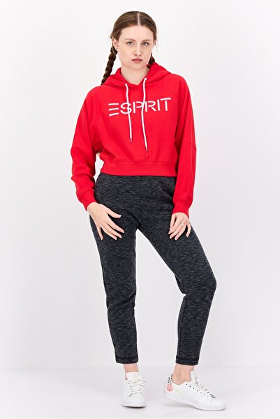 Esprit Women Hood Neck Brand Logo Hoodie, Red
