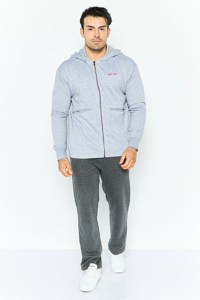 Night Addict Men Hooded Long Sleeve Embraided Logo Sweatshirt, Grey