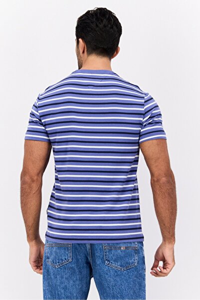 Vince Camuto Men Crew Neck Short Sleeves Stripe T-Shirt, Blue Combo