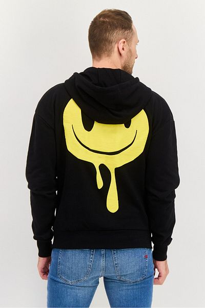 Night Addict Men Hooded Long Sleeve Graphic Print Sweatshirt, Black