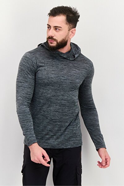 RBX تي شيرت رياضي رجالي بأكمام طويلة للتدريب، رمادي