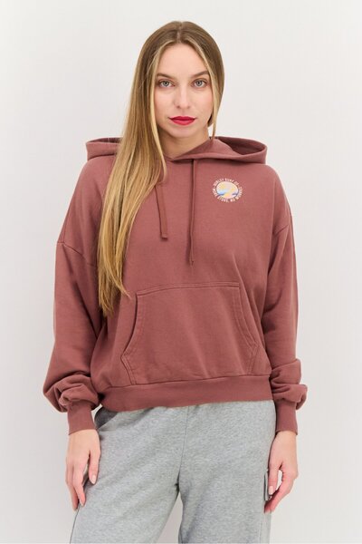 Hurley Women Sportswear Fit Long Sleeve Outdoor Sweatshirts, Dark Brown
