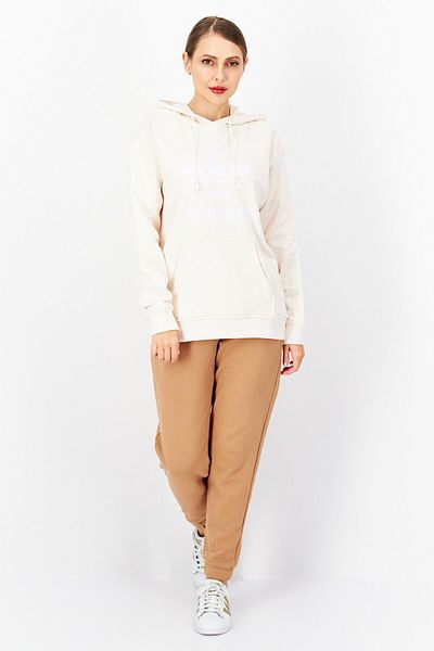 adidas Women Sportswear Fit Long Sleeve Outdoor Hoodie, Beige