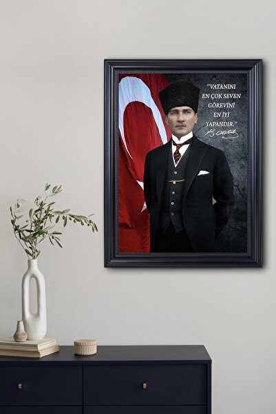 beedene Çerçeveli Atatürk Portresi Atatürk Tablo Vatanını En Çok Seven Görevini En Iyi Yapandır