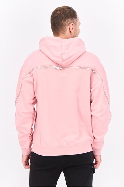 adidas Men Sportswear Fit Long Sleeve Outdoor Hoodies, Rose Pink