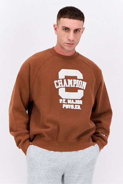 Champion Men Sportswear Fit Brand Logo Outdoor Sweatshirt, Brown