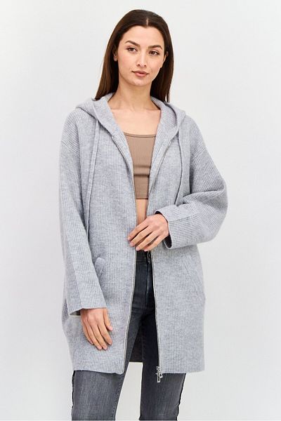 Boss By Hugo Boss Women Hooded Long Sleeves Knitted Sweater, Grey