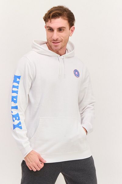 Hurley Men Hooded Graphic Print Long Sleeves Hoodie, White
