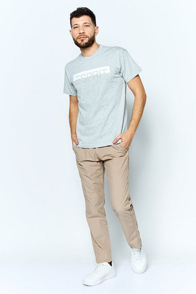 Esprit Men Crew Neck Short Sleeves Brand Logo T-shirt, Grey