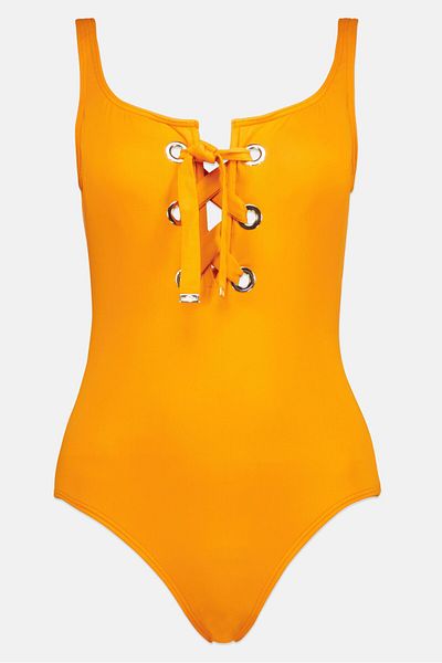Michael Kors Women Padded One Piece Textured Swimwear, Dark Orange