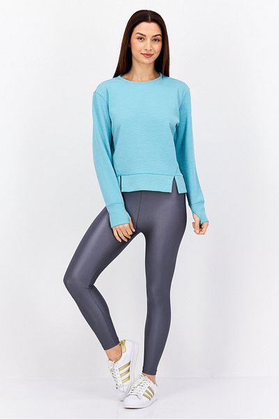 Nine West Women Sportswear Fit Long Sleeve Training Top, Turquoise