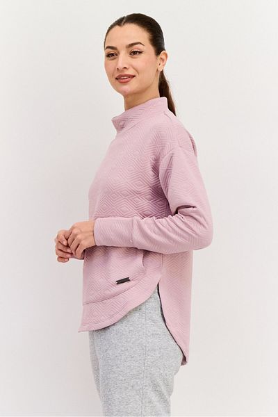 Nine West Women Mock Neck Textured Long Sleeve Sweatshirt, Mauv