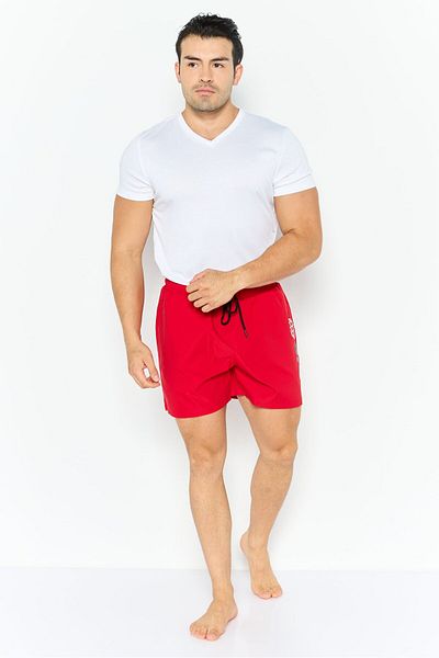 UFC Men Brand Logo Board Shorts Swimwear, Red Combo