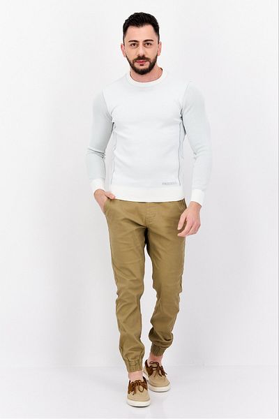 freesoul Men Crew Neck Long Sleeves Textured Sweatshirt, Off White