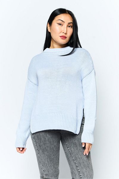 Hugo Boss Women Crew Neck Textured Sweater, Light Blue