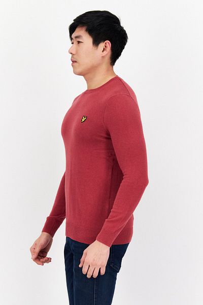Lyle & Scott Men Crew Neck Long Sleeve Embroidered Logo Sweater, Dusty Pink