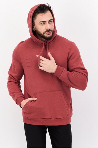 Esprit Men Hooded Long Sleeve Brand Logo Sweatshirt, Maroon