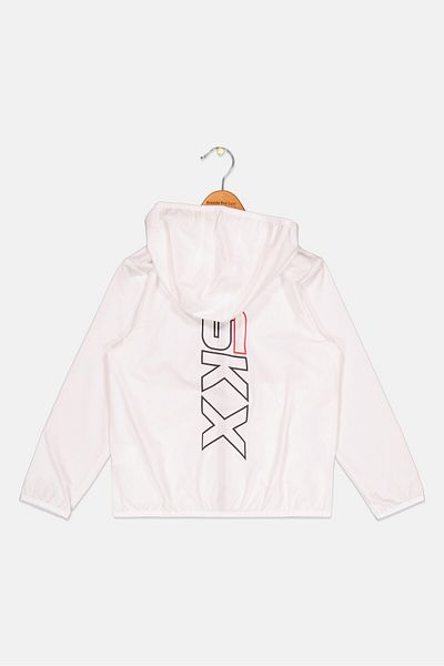 SKECHERS Kids Girl Hooded Brand Logo Sweatshirt, White