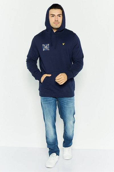 Lyle & Scott Men Brand Logo Long Sleeve Hoodies, Navy