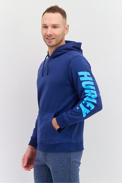 Hurley Men Hooded Long Sleeve Brand Logo Sweatshirt, Blue