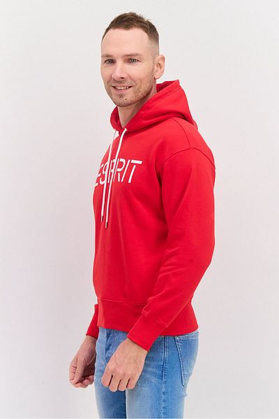 Esprit Men Hood Neck Brand Logo Long Sleeves Hoodie, Red