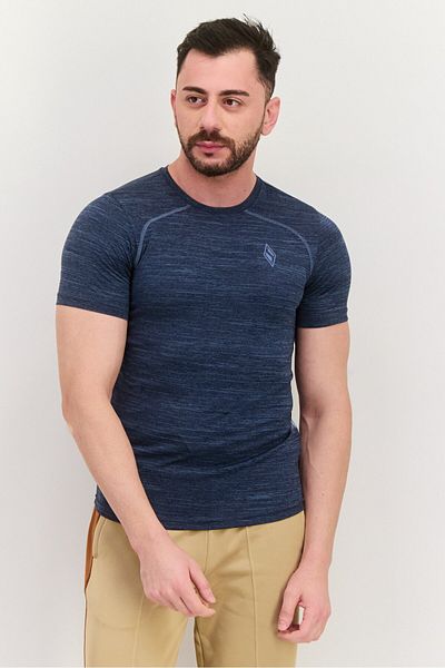 SKECHERS Men Sportswear Fit Short Sleeves Training T-shirt, Slate Blue