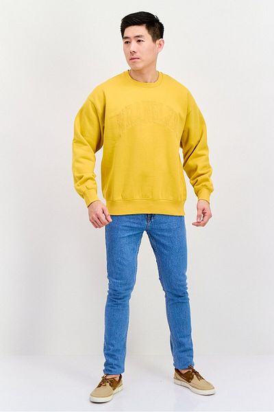 WRANGLER Men Crew Neck Long Sleeve Graphic Sweatshirt, Yellow