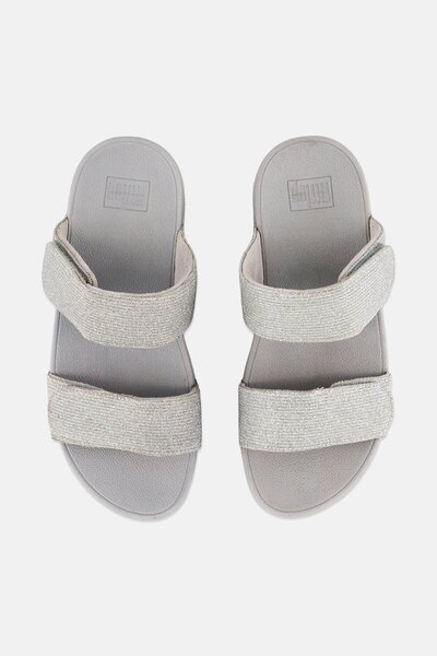 Fitflop Lulu Ajustable Shimmerlux Slides - Silver