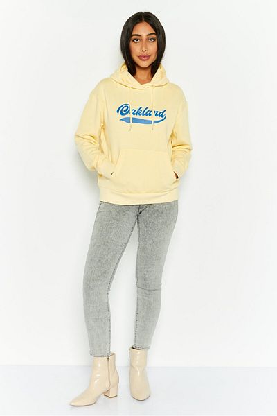 Mode by Redtape Women Graphic Print Long Sleeves Hooded Sweatshirt, Lemon
