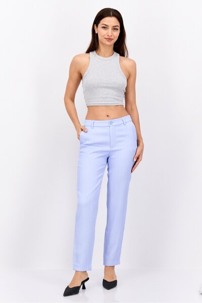 Scotch & Soda Women Regular Fit Textured Chino Pants, Blue