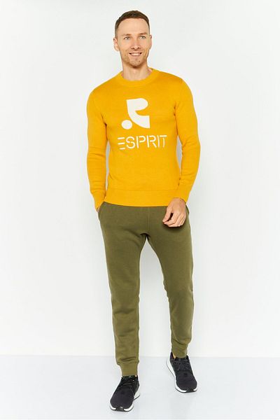 Esprit x Rest and Recreation Men Crew Neck Long Sleeves Knitted Sweater, Yellow