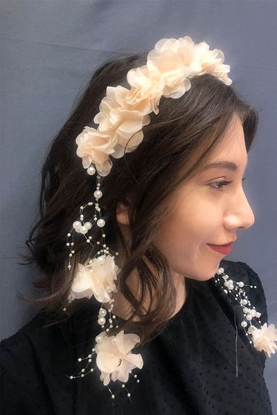 Hayalperest boncuk Dark Cream Laser Floral Crown