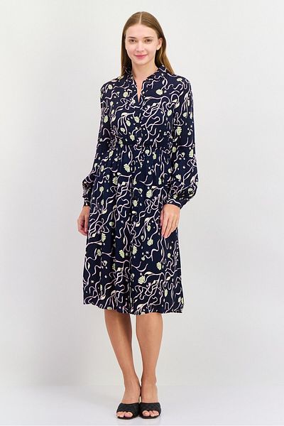 Scotch & Soda Women Printed Midi Dress, Black Combo