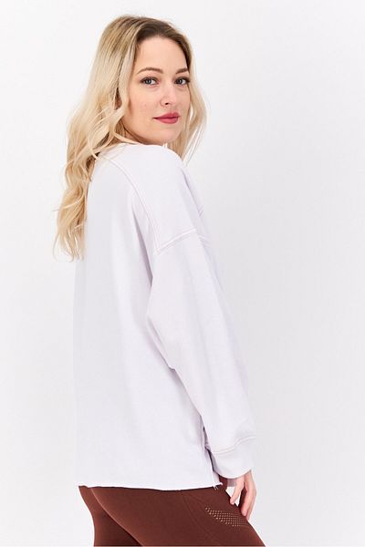 Sage Collective Women Crew Neck Textured Sweatshirt, White
