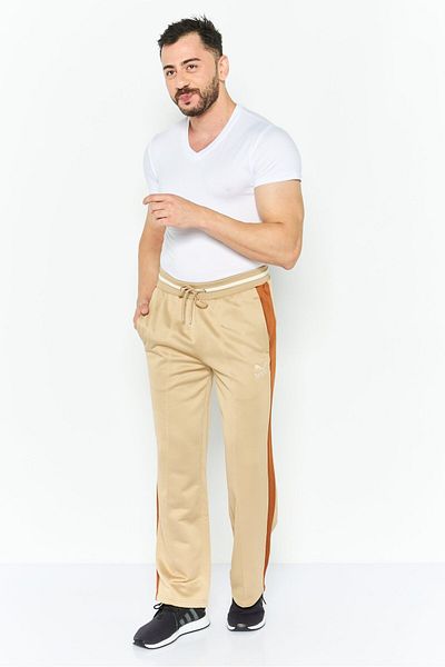 Puma Men Relaxed Fit Embroidered Logo Training Sweatpant, Tan Combo