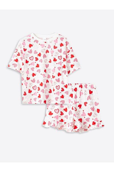 LC Waikiki LCW Kids Crew Neck Girl's Pajamas Set with Shorts