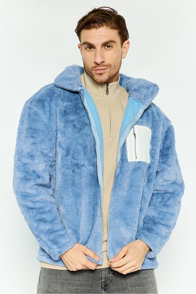 Liquor N Poker Men Textured Long Sleeve Full Zipper, Slate Blue
