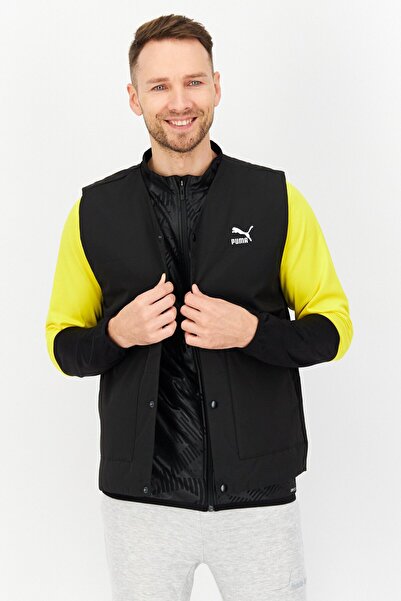 Puma Men Sportswear Fit Classic Gilet Embroidered Logo Vest Jacket, Black