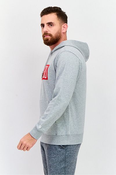 SKECHERS Men Sportswear Fit Embroidered Logo Outdoor Hooded Sweatshirt, Grey