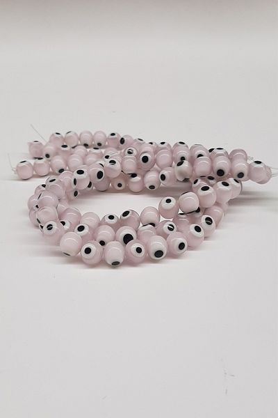 Hayalperest boncuk White Pink Glass Evil Eye Bead