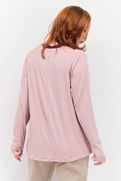 Tahari Sports بلوزة رياضية نسائية بأكمام طويلة، باللون الوردي