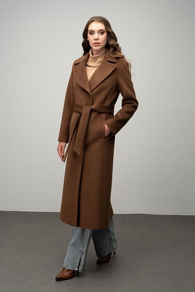 Olcay Exclusive Tobacco Coat 3057 - Snap Close and Waist Tie