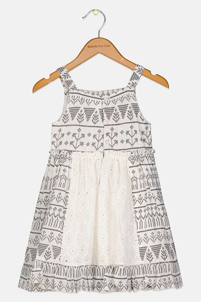 Miss Toddlers Girl Allover Print Dress, White