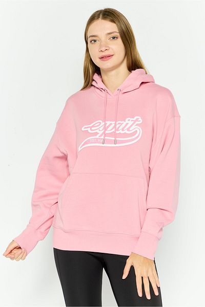 Esprit Women Hooded Long Sleeves Graphic Print Sweatshirt, Pink