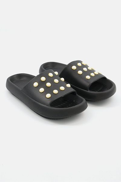 Kenneth Cole Women Mello Eve Pearl Slip On Casual Slides, Black