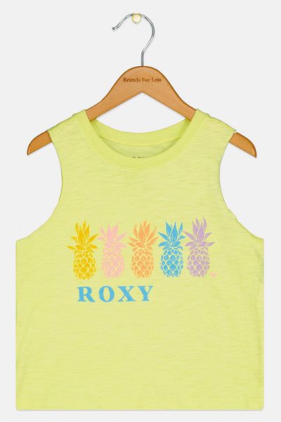 Roxy Kids Girl Graphic Printed Sleeveless Top, Lime Green