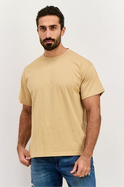 Esprit Men Crew Neck Short Sleeves Plain T-shirt, Tan